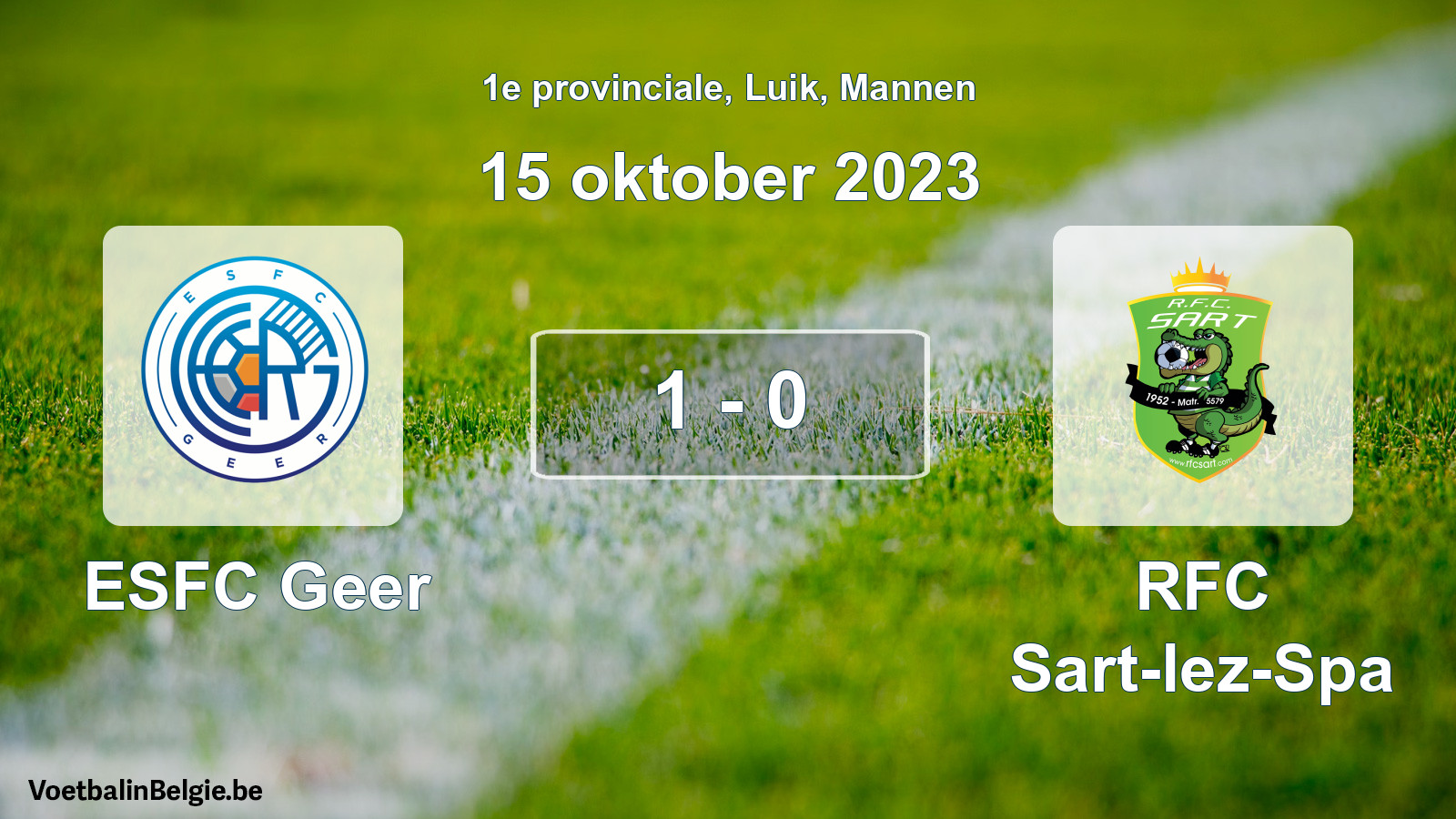 Gespeelde wedstrijd mannenvoetbal: ESFC Geer - RFC Sart-lez-Spa 1 - 0 (15 oktober 2023)
