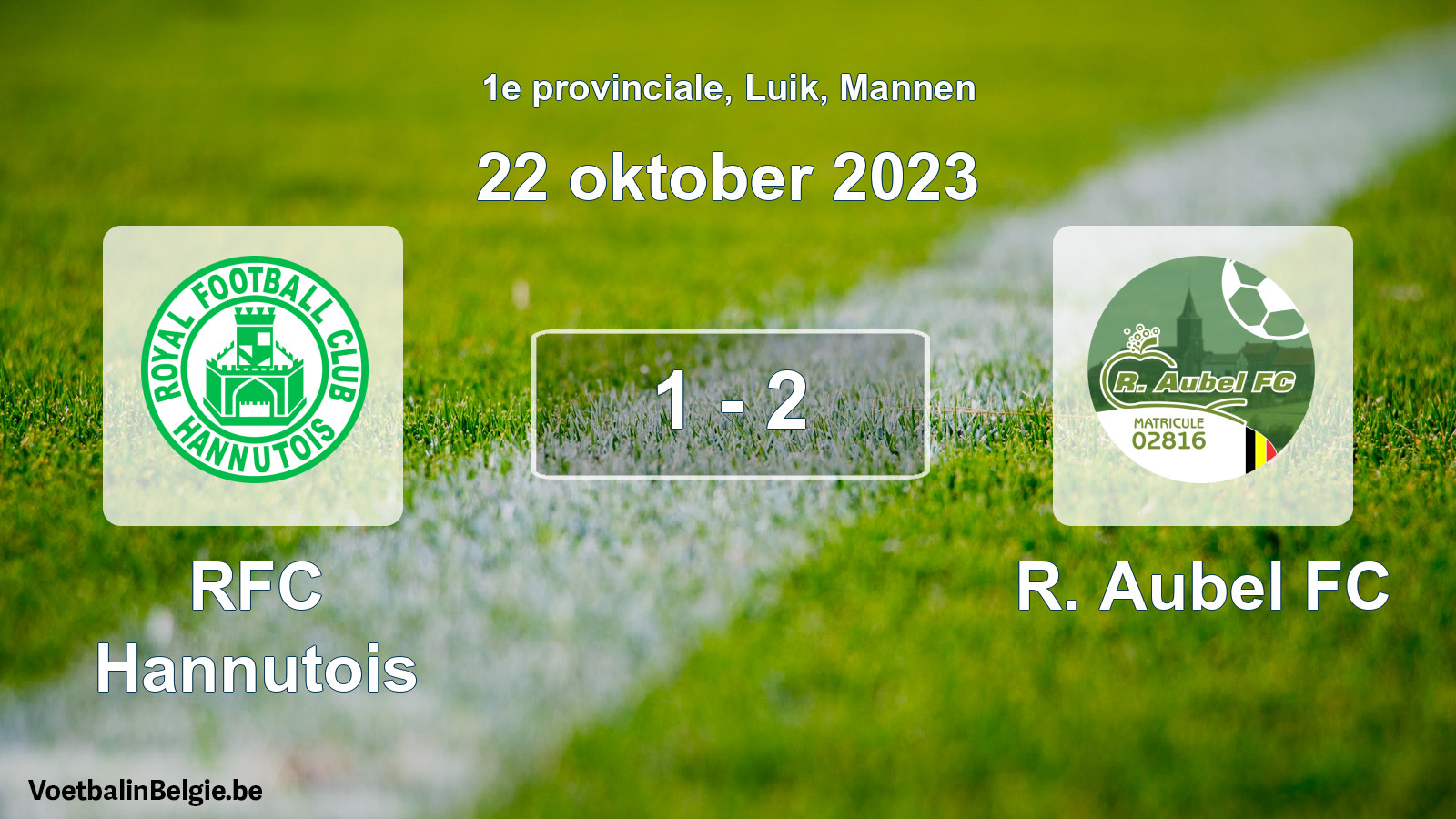 Gespeelde wedstrijd mannenvoetbal: RFC Hannutois - R. Aubel FC 1 - 2 (22 oktober 2023)