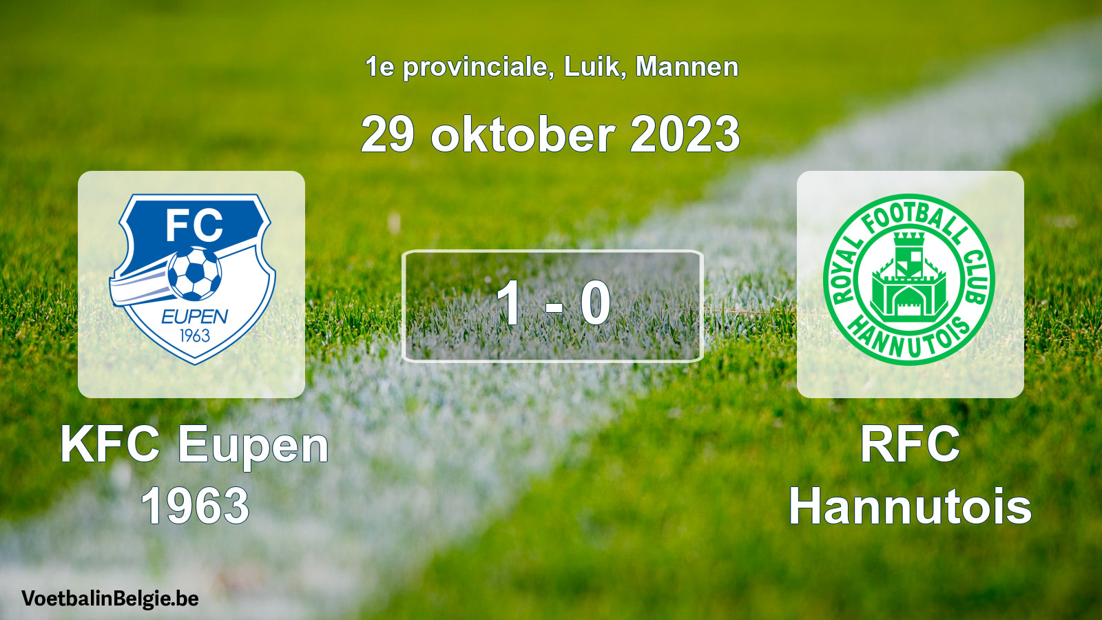 Gespeelde wedstrijd mannenvoetbal: KFC Eupen 1963 - RFC Hannutois 1 - 0 (29 oktober 2023)