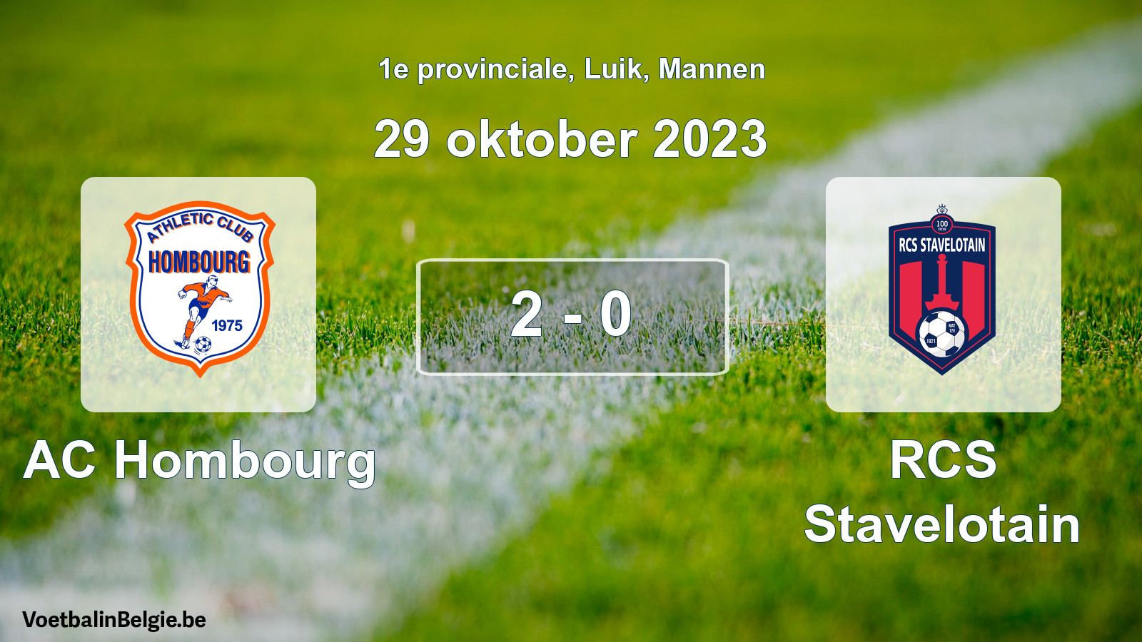 Played match men football: AC Hombourg - RCS Stavelotain 2 - 0 (29 October 2023)