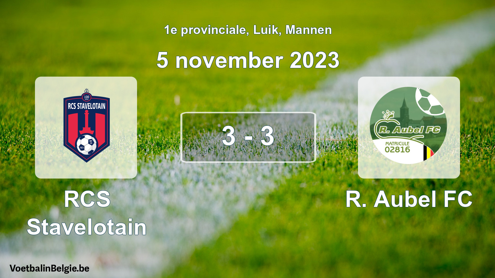 Gespeelde wedstrijd mannenvoetbal: RCS Stavelotain - R. Aubel FC 3 - 3 (5 november 2023)