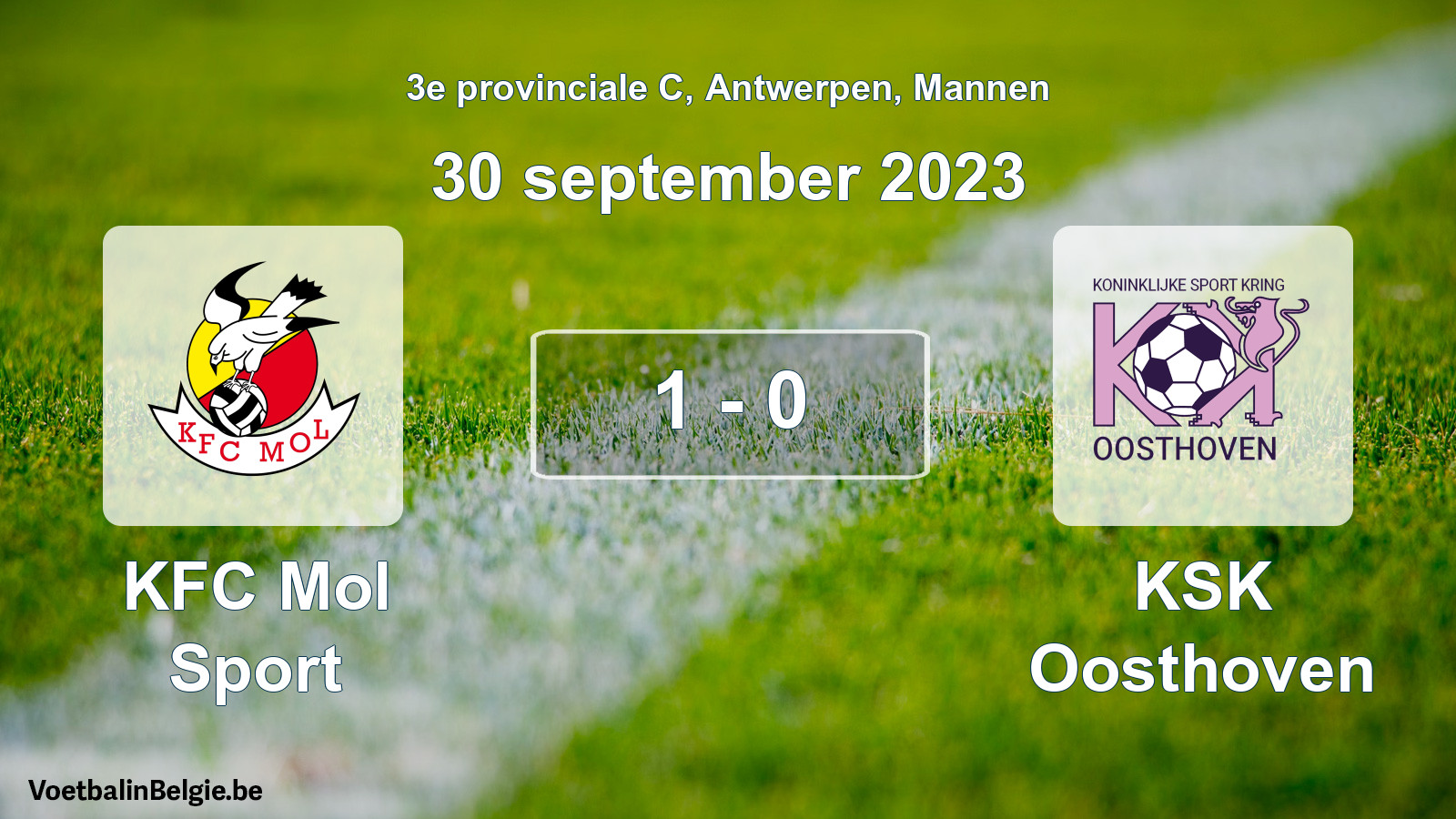 Gespeelde wedstrijd mannenvoetbal: KFC Mol Sport - KSK Oosthoven 1 - 0 (30 september 2023)