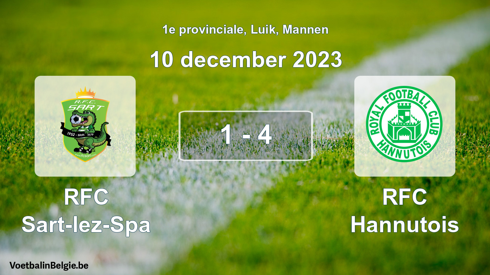 Gespeelde wedstrijd mannenvoetbal: RFC Sart-lez-Spa - RFC Hannutois 1 - 4 (10 december 2023)