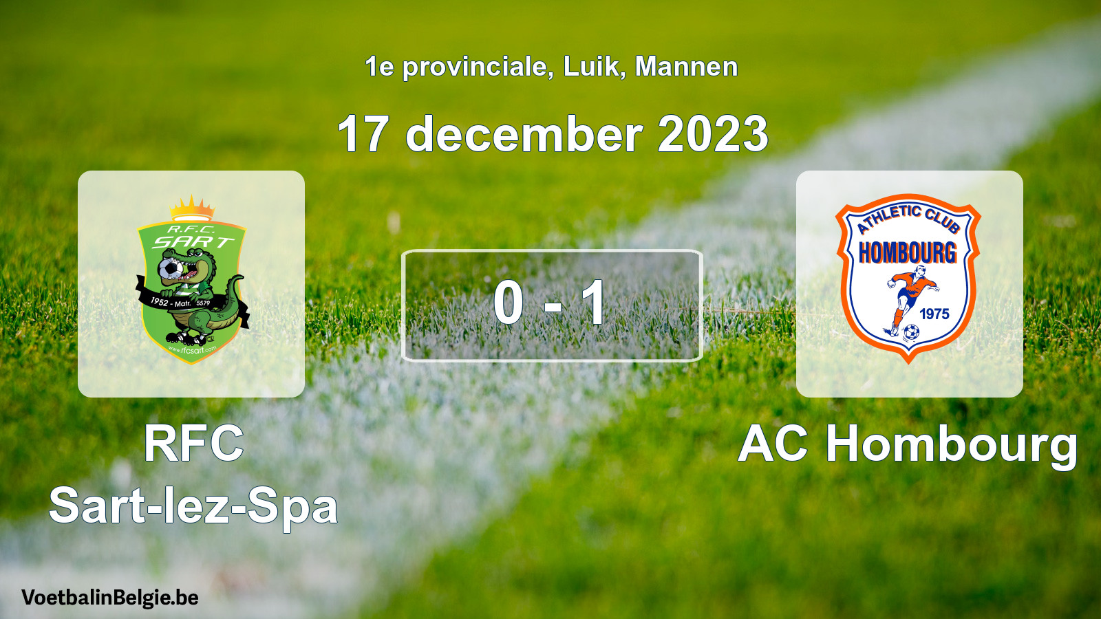Gespeelde wedstrijd mannenvoetbal: RFC Sart-lez-Spa - AC Hombourg 0 - 1 (17 december 2023)