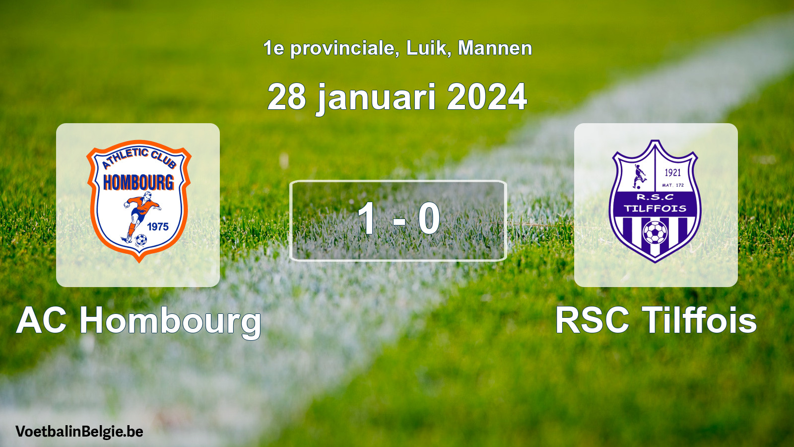 Gespeelde wedstrijd mannenvoetbal: AC Hombourg - RSC Tilffois 1 - 0 (28 januari 2024)