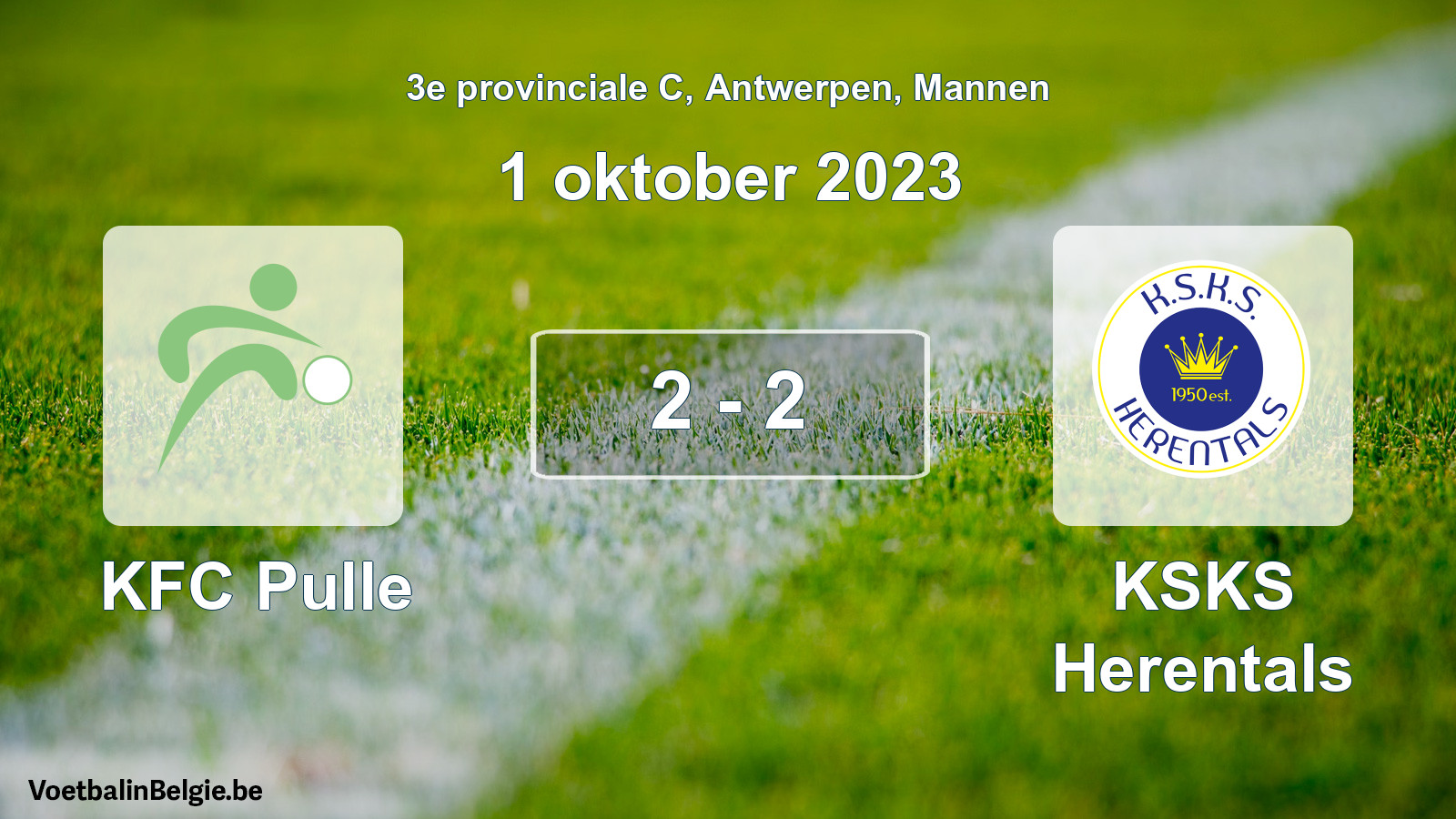 Gespeelde wedstrijd mannenvoetbal: KFC Pulle - KSKS Herentals 2 - 2 (1 oktober 2023)