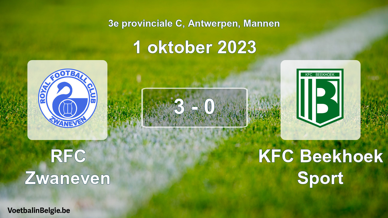 Gespeelde wedstrijd mannenvoetbal: RFC Zwaneven - KFC Beekhoek Sport 3 - 0 (1 oktober 2023)