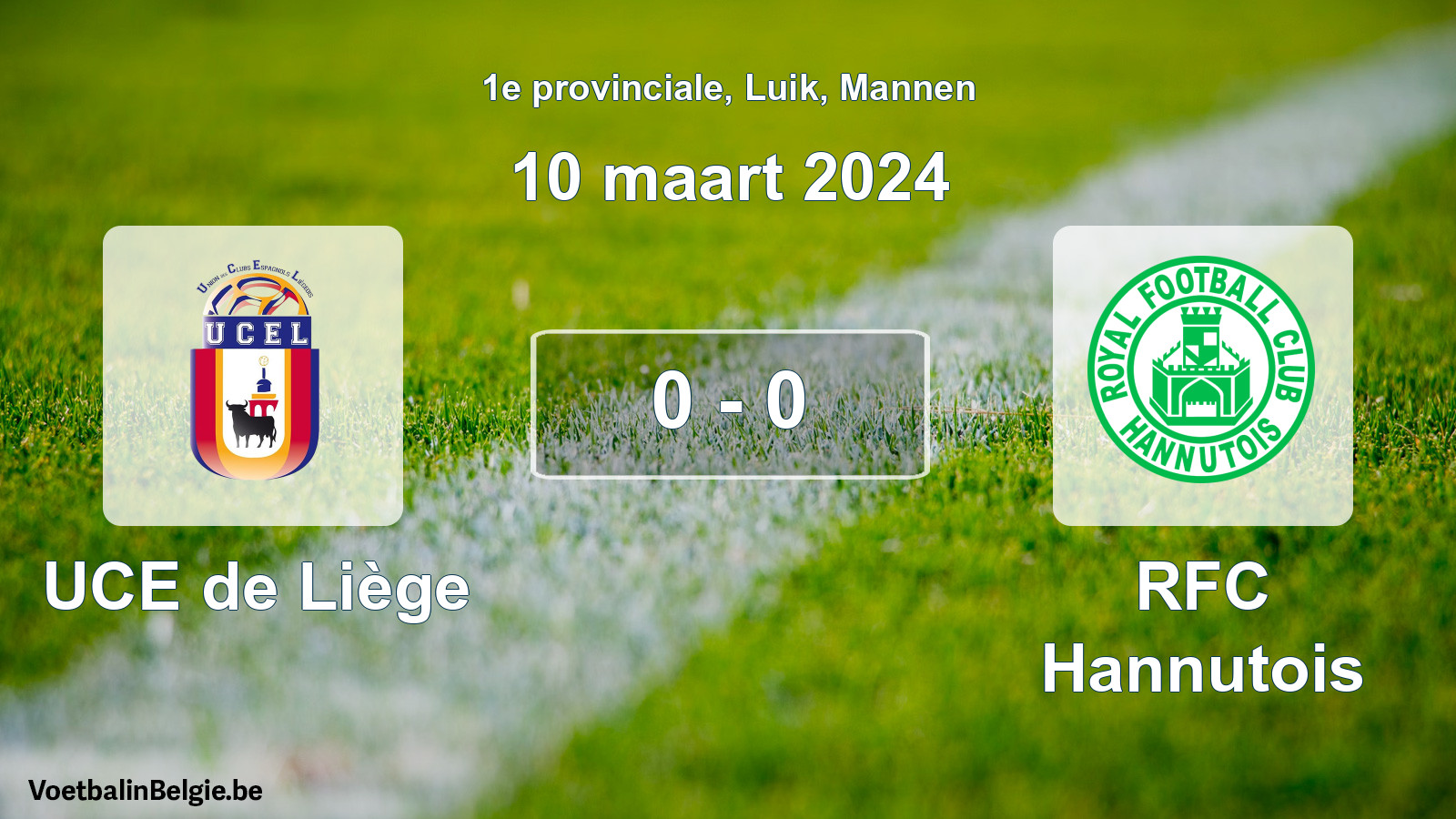 Gespeelde wedstrijd mannenvoetbal: UCE de Liège - RFC Hannutois 0 - 0 (10 maart 2024)