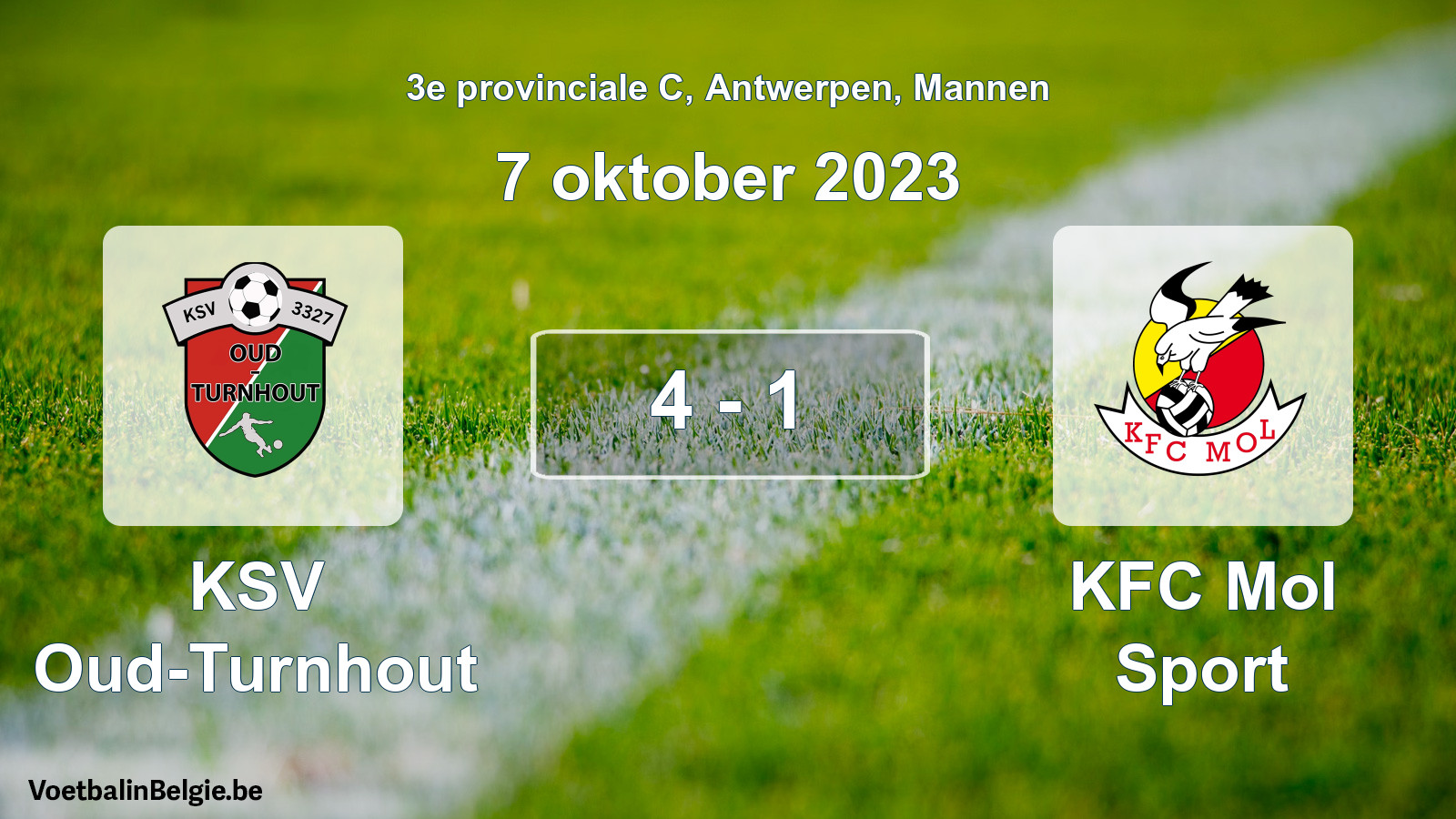 Gespeelde wedstrijd mannenvoetbal: KSV Oud-Turnhout - KFC Mol Sport 4 - 1 (7 oktober 2023)