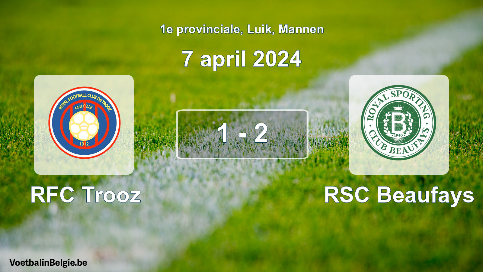 Gespeelde wedstrijd mannenvoetbal: RFC Trooz - RSC Beaufays 1 - 2 (7 april 2024)