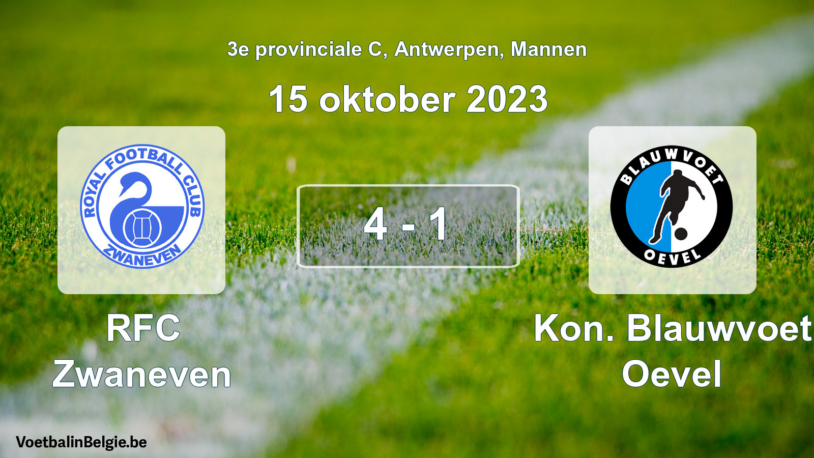 Gespeelde wedstrijd mannenvoetbal: RFC Zwaneven - Kon. Blauwvoet Oevel 4 - 1 (15 oktober 2023)
