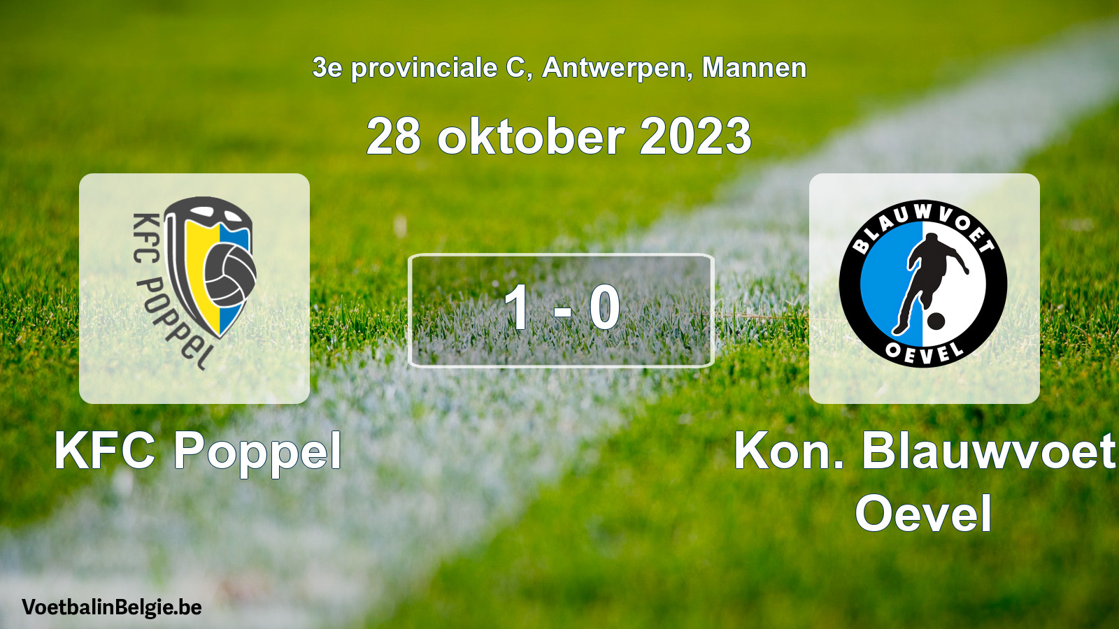 Gespeelde wedstrijd mannenvoetbal: KFC Poppel - Kon. Blauwvoet Oevel 1 - 0 (28 oktober 2023)