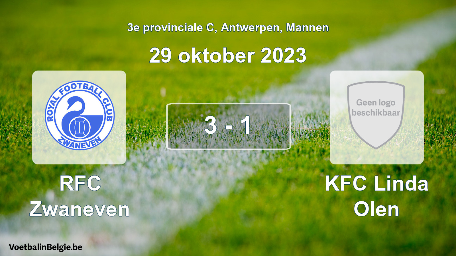 Gespeelde wedstrijd mannenvoetbal: RFC Zwaneven - KFC Linda Olen 3 - 1 (29 oktober 2023)
