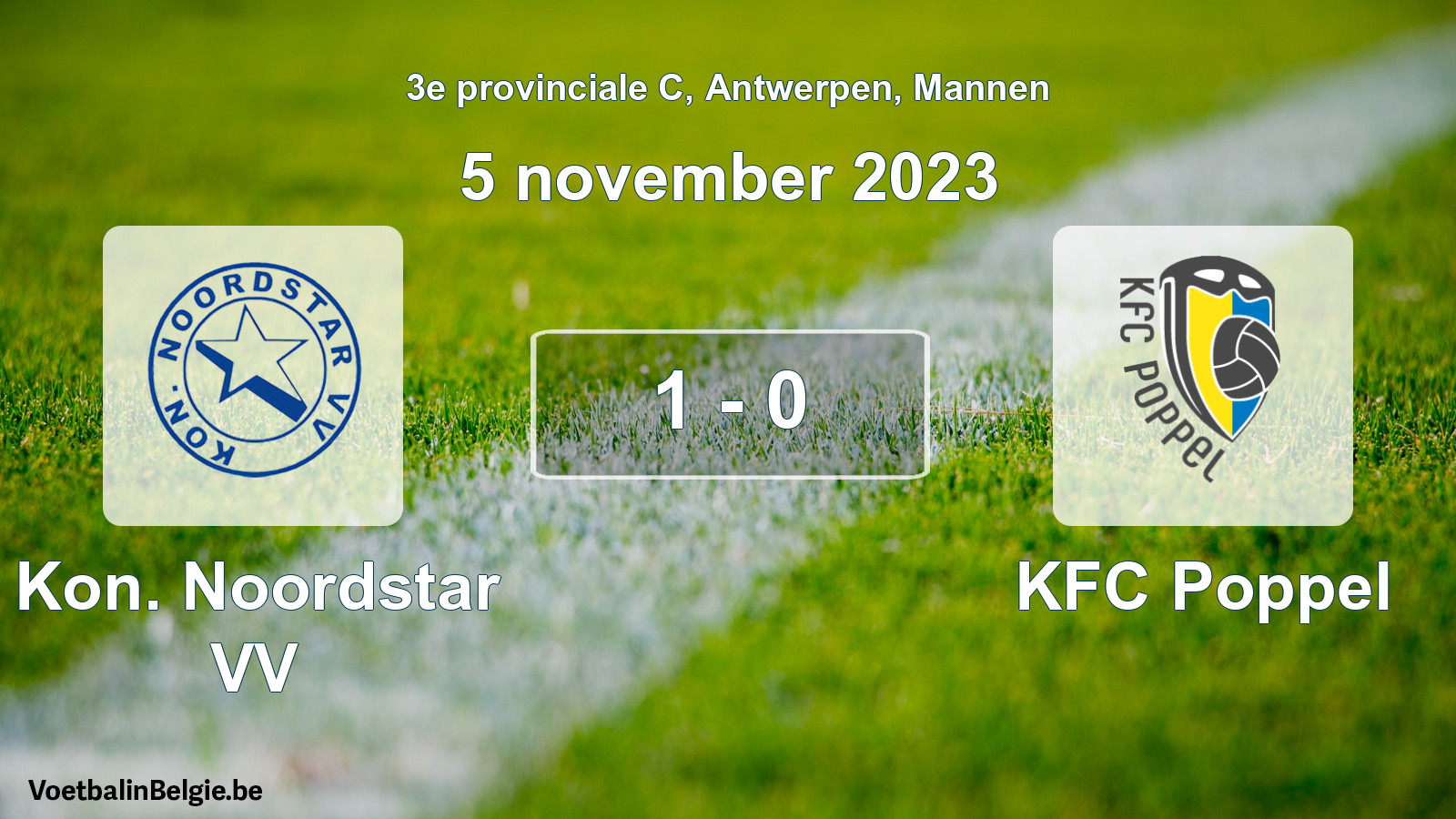 Gespeelde wedstrijd mannenvoetbal: Kon. Noordstar VV - KFC Poppel 1 - 0 (5 november 2023)