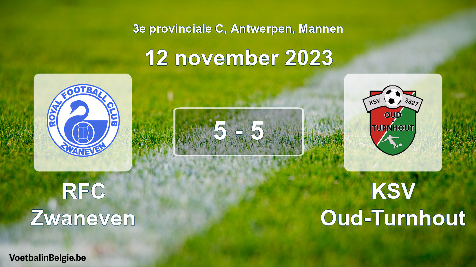Gespeelde wedstrijd mannenvoetbal: RFC Zwaneven - KSV Oud-Turnhout 5 - 5 (12 november 2023)