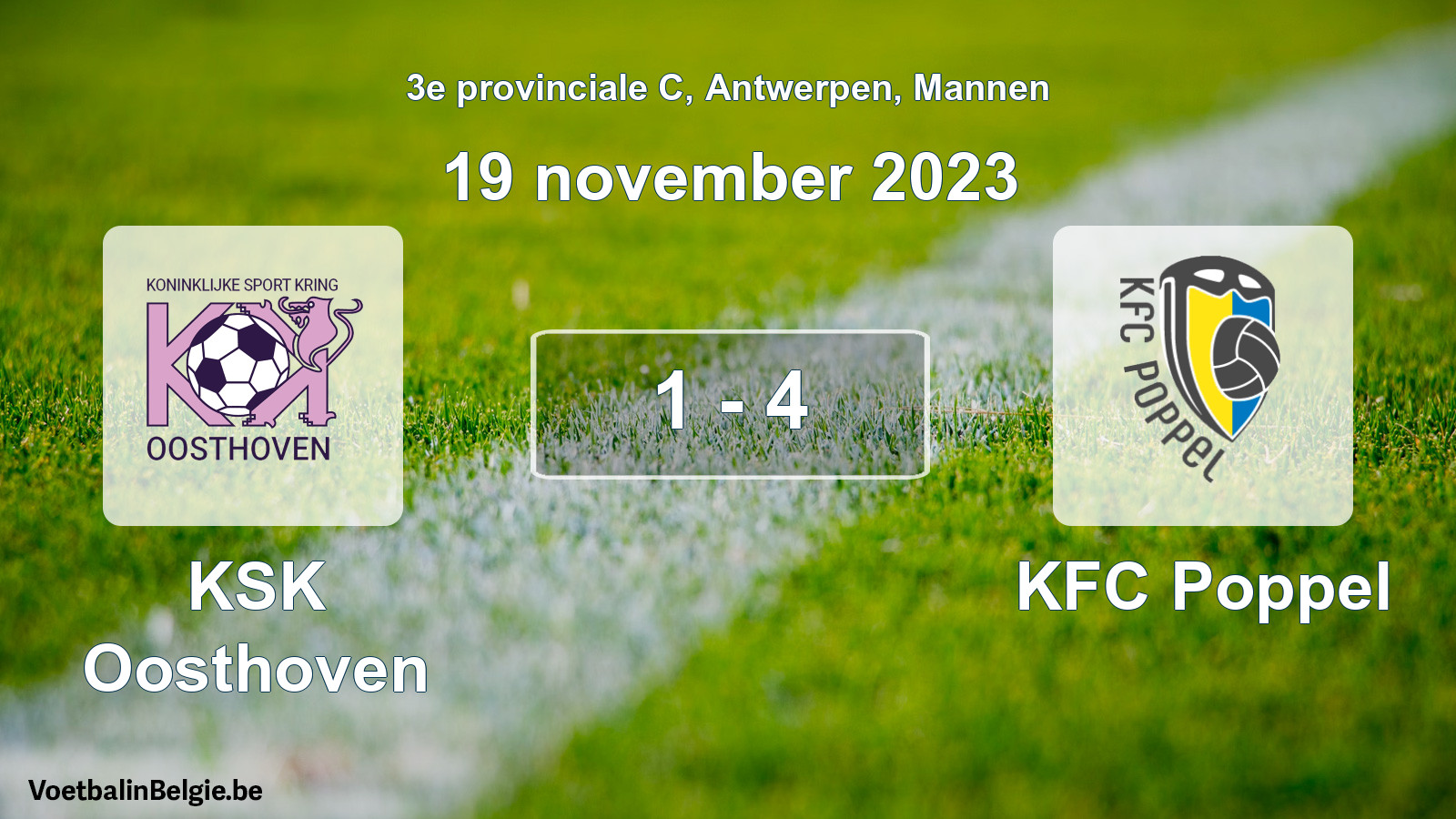 Gespeelde wedstrijd mannenvoetbal: KSK Oosthoven - KFC Poppel 1 - 4 (19 november 2023)