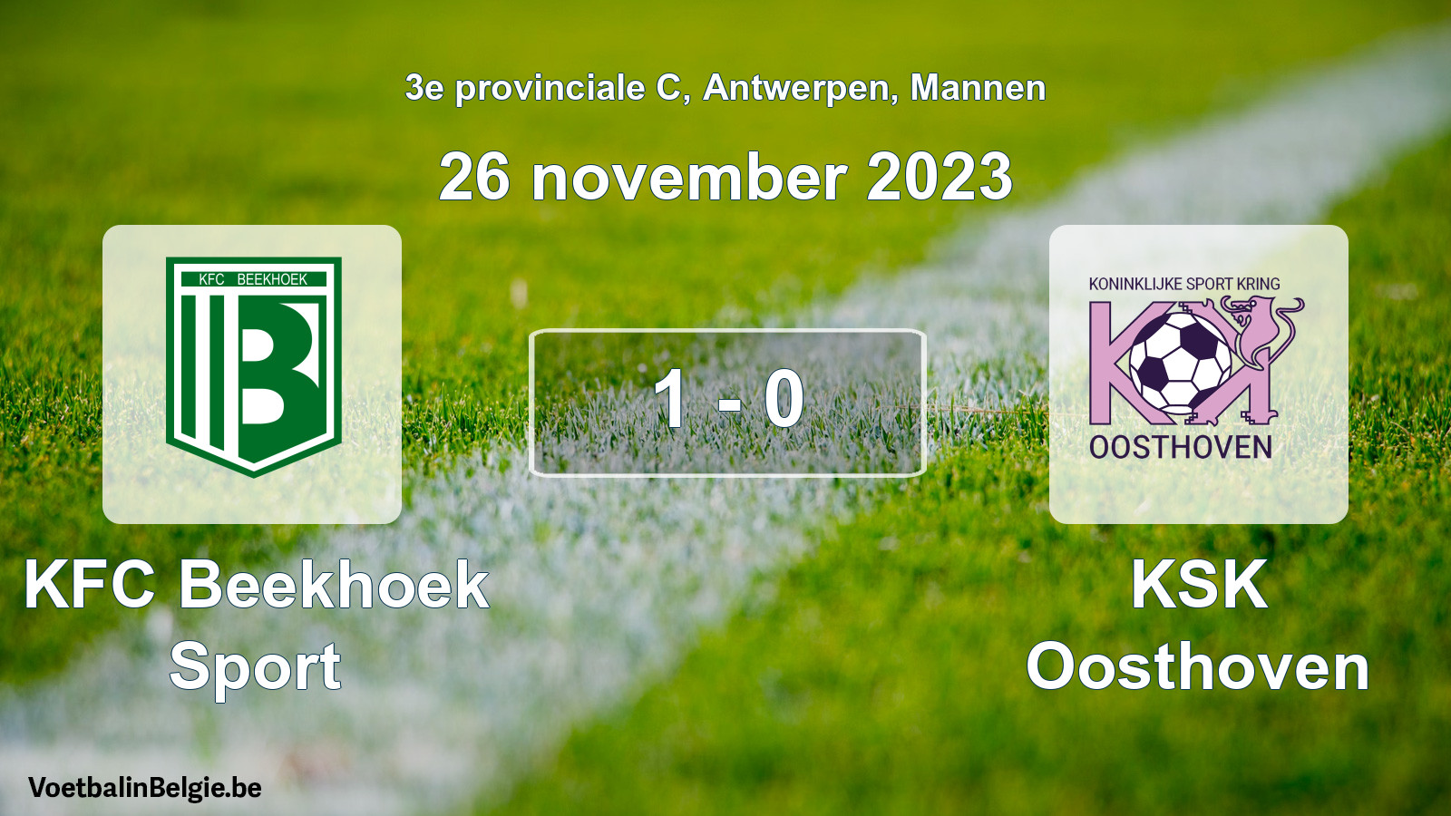 Gespeelde wedstrijd mannenvoetbal: KFC Beekhoek Sport - KSK Oosthoven 1 - 0 (26 november 2023)