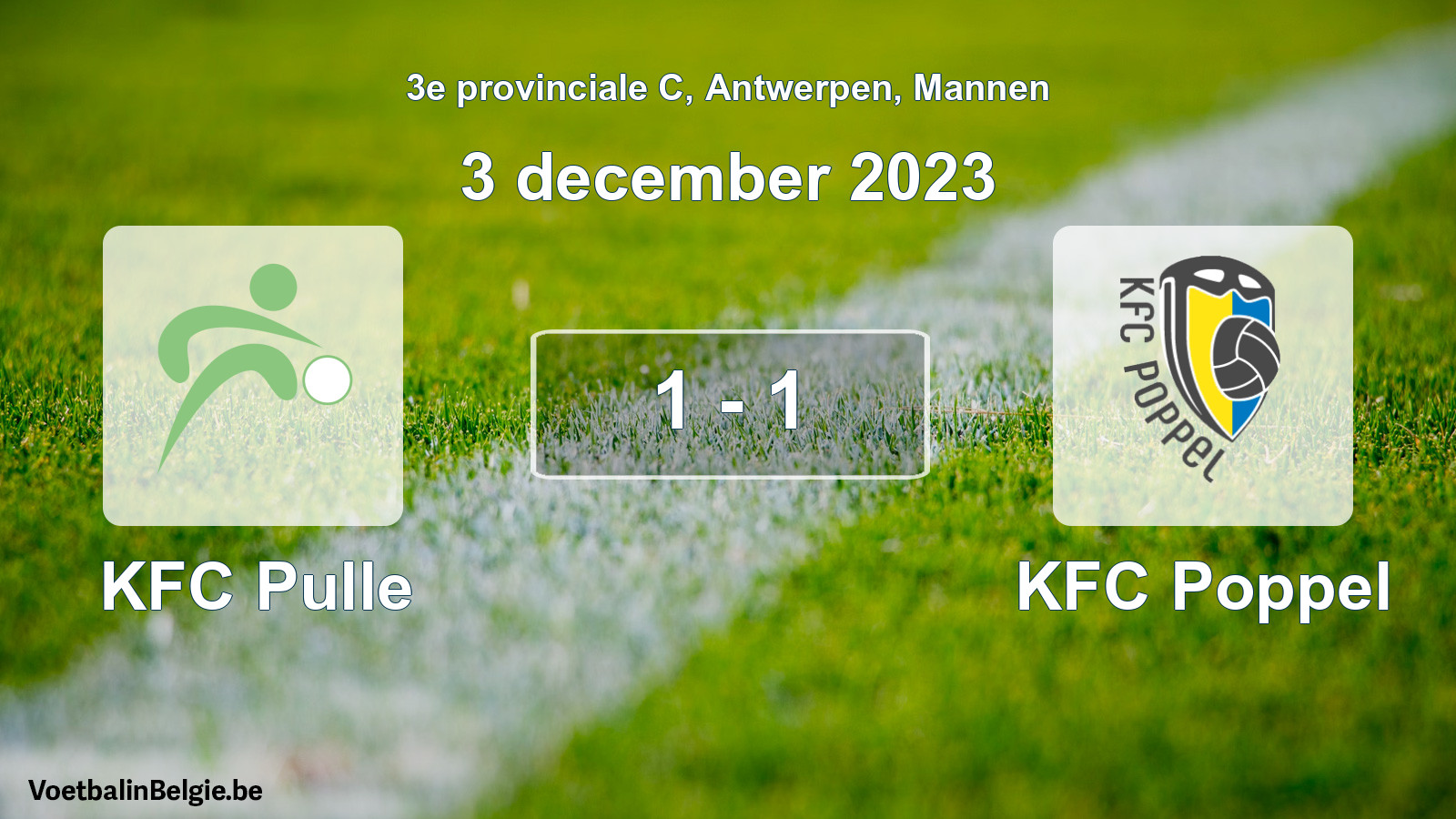 Gespeelde wedstrijd mannenvoetbal: KFC Pulle - KFC Poppel 1 - 1 (3 december 2023)