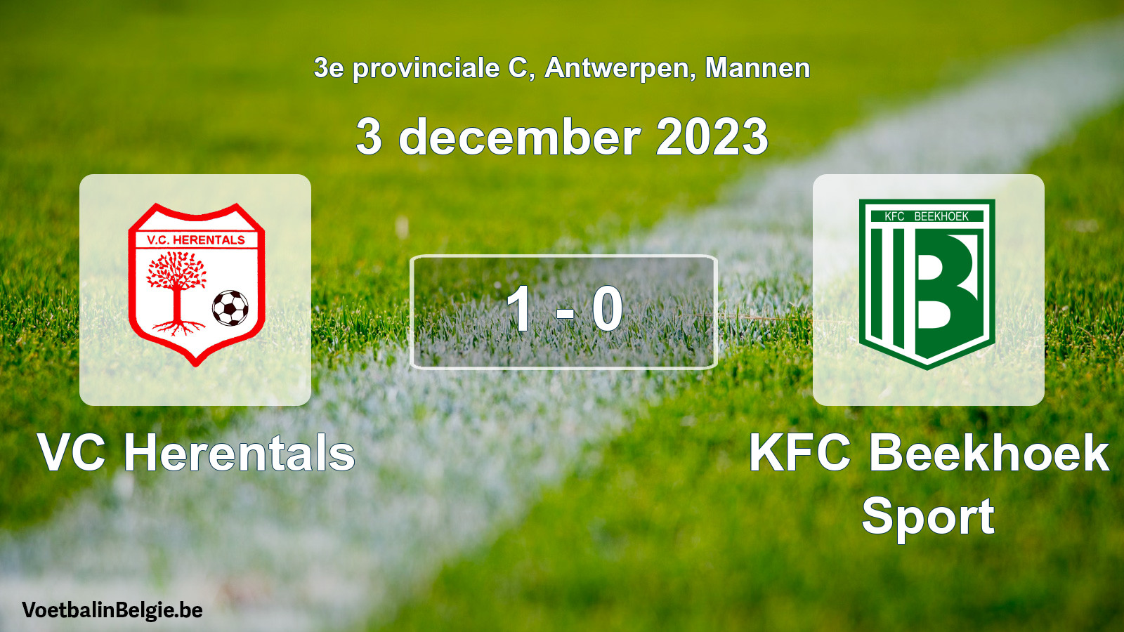 Gespeelde wedstrijd mannenvoetbal: VC Herentals - KFC Beekhoek Sport 1 - 0 (3 december 2023)