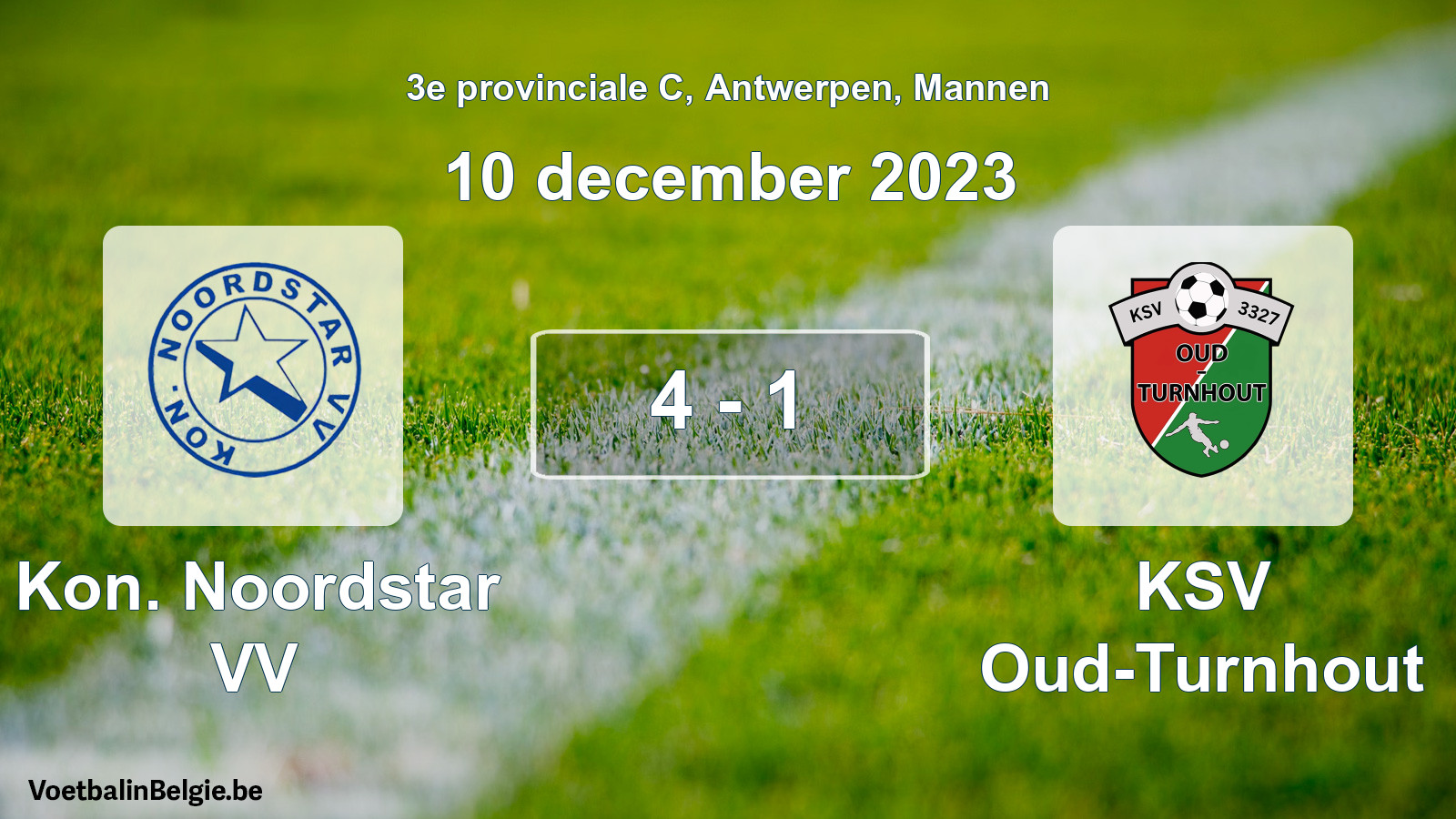 Gespeelde wedstrijd mannenvoetbal: Kon. Noordstar VV - KSV Oud-Turnhout 4 - 1 (10 december 2023)