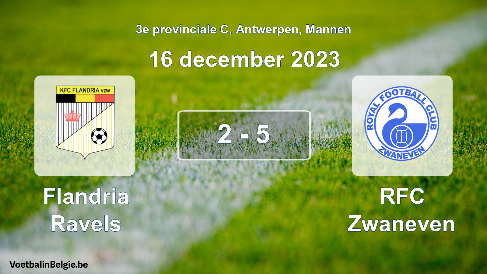 Gespeelde wedstrijd mannenvoetbal: Flandria Ravels - RFC Zwaneven 2 - 5 (16 december 2023)