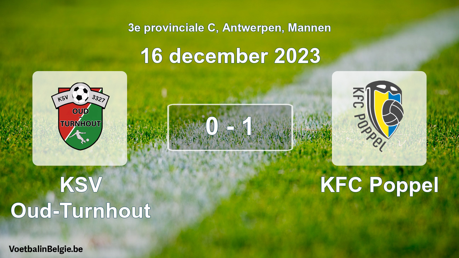 Gespeelde wedstrijd mannenvoetbal: KSV Oud-Turnhout - KFC Poppel 0 - 1 (16 december 2023)