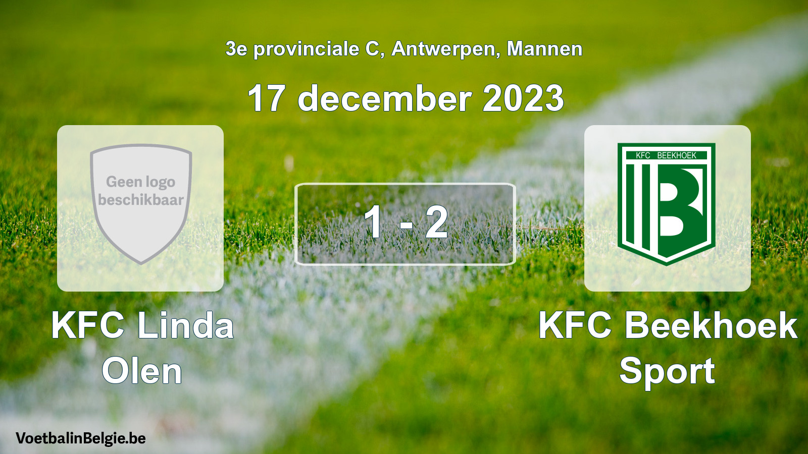 Gespeelde wedstrijd mannenvoetbal: KFC Linda Olen - KFC Beekhoek Sport 1 - 2 (17 december 2023)