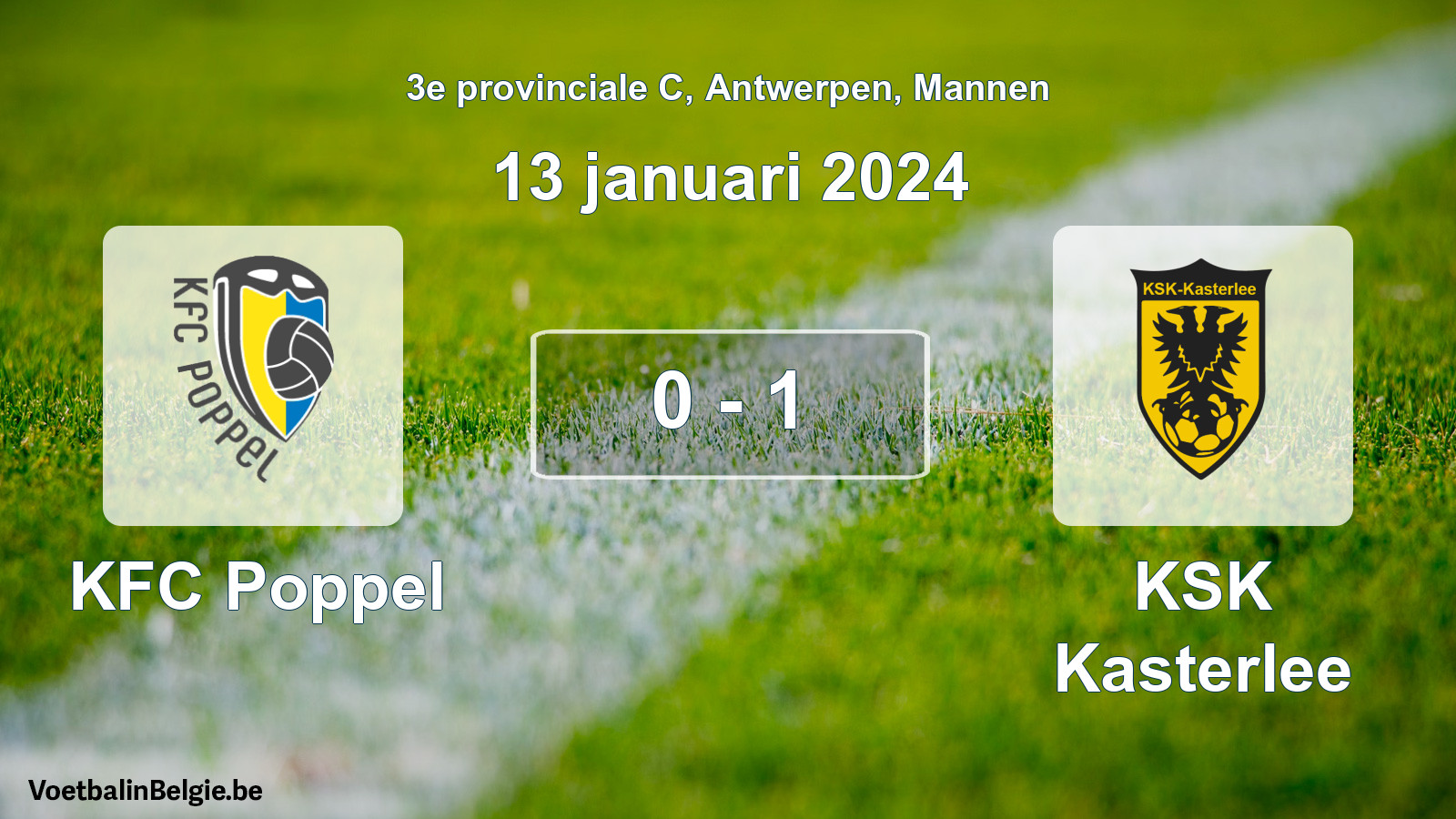 Gespeelde wedstrijd mannenvoetbal: KFC Poppel - KSK Kasterlee 0 - 1 (13 januari 2024)
