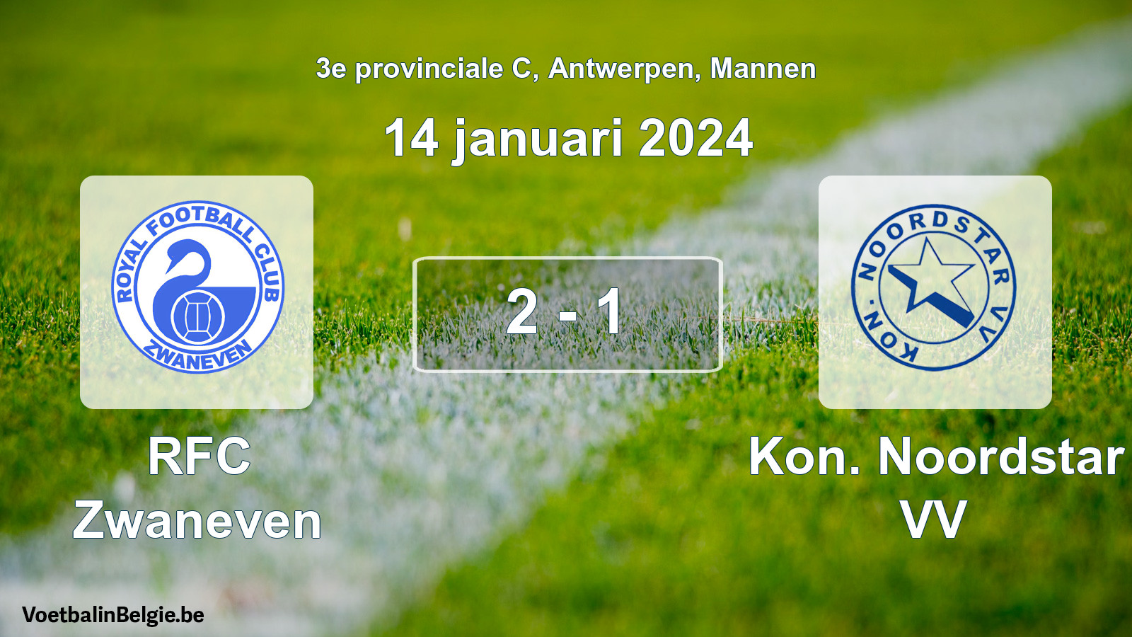 Gespeelde wedstrijd mannenvoetbal: RFC Zwaneven - Kon. Noordstar VV 2 - 1 (14 januari 2024)