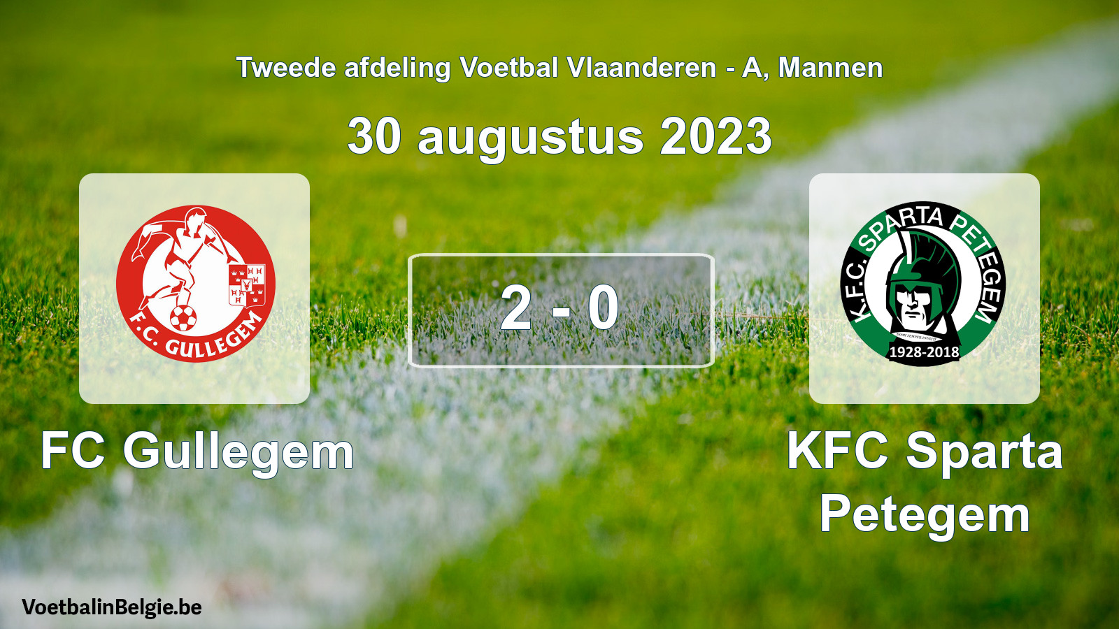 Gespeelde wedstrijd mannenvoetbal: FC Gullegem - KFC Sparta Petegem 2 - 0 (30 augustus 2023)