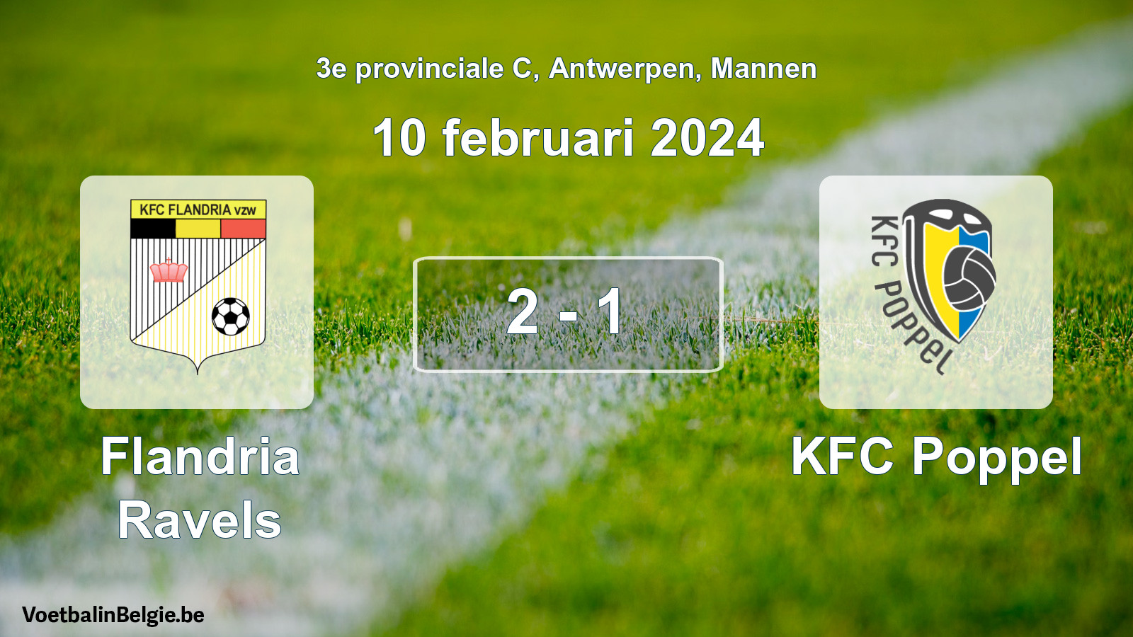 Gespeelde wedstrijd mannenvoetbal: Flandria Ravels - KFC Poppel 2 - 1 (10 februari 2024)