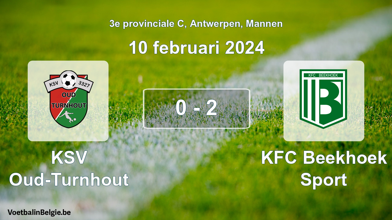 Gespeelde wedstrijd mannenvoetbal: KSV Oud-Turnhout - KFC Beekhoek Sport 0 - 2 (10 februari 2024)