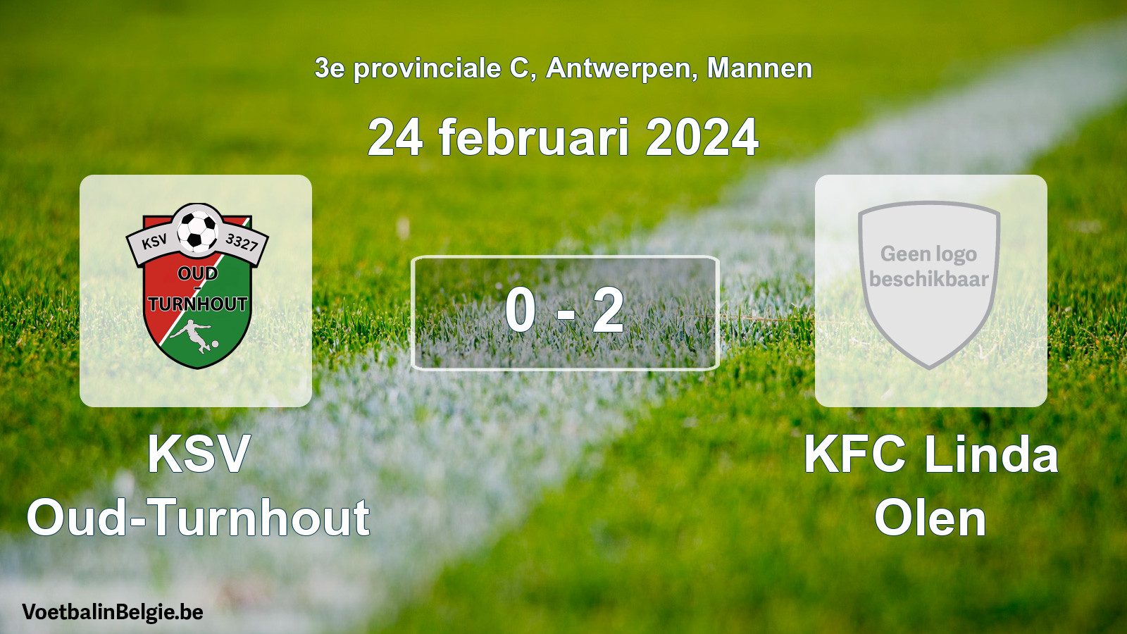 Gespeelde wedstrijd mannenvoetbal: KSV Oud-Turnhout - KFC Linda Olen 0 - 2 (24 februari 2024)