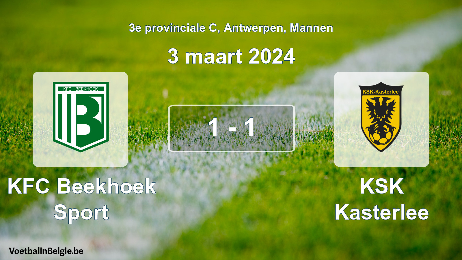 Gespeelde wedstrijd mannenvoetbal: KFC Beekhoek Sport - KSK Kasterlee 1 - 1 (3 maart 2024)
