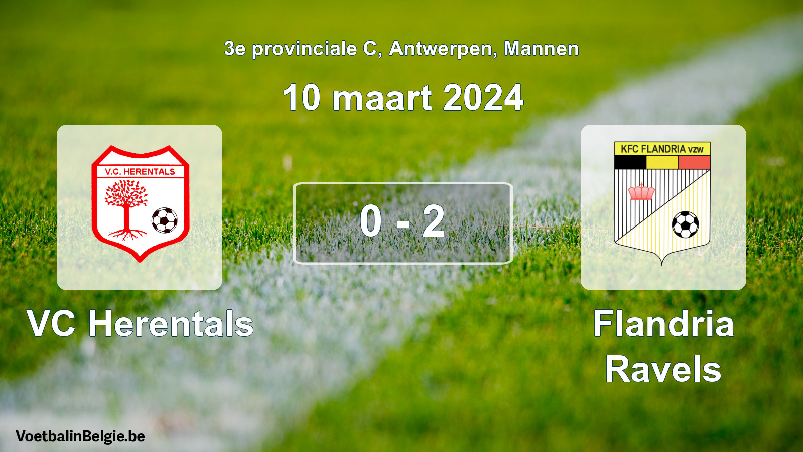 Gespeelde wedstrijd mannenvoetbal: VC Herentals - Flandria Ravels 0 - 2 (10 maart 2024)