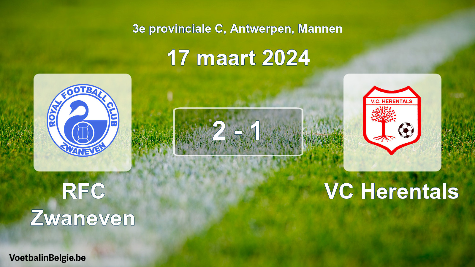 Played match men football: RFC Zwaneven - VC Herentals 2 - 1 (17 March 2024)