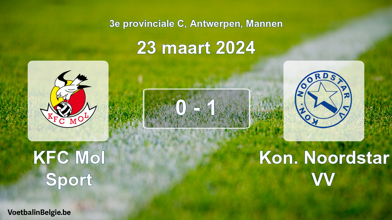 Gespeelde wedstrijd mannenvoetbal: KFC Mol Sport - Kon. Noordstar VV 0 - 1 (23 maart 2024)