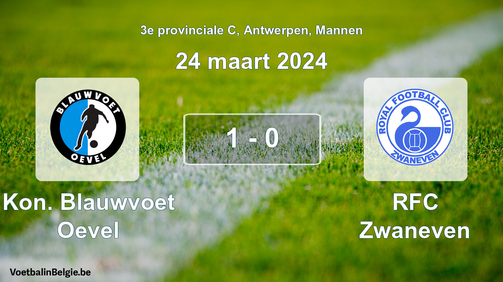 Gespeelde wedstrijd mannenvoetbal: Kon. Blauwvoet Oevel - RFC Zwaneven 1 - 0 (24 maart 2024)