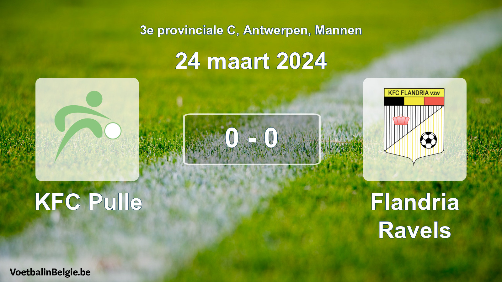 Gespeelde wedstrijd mannenvoetbal: KFC Pulle - Flandria Ravels 0 - 0 (24 maart 2024)