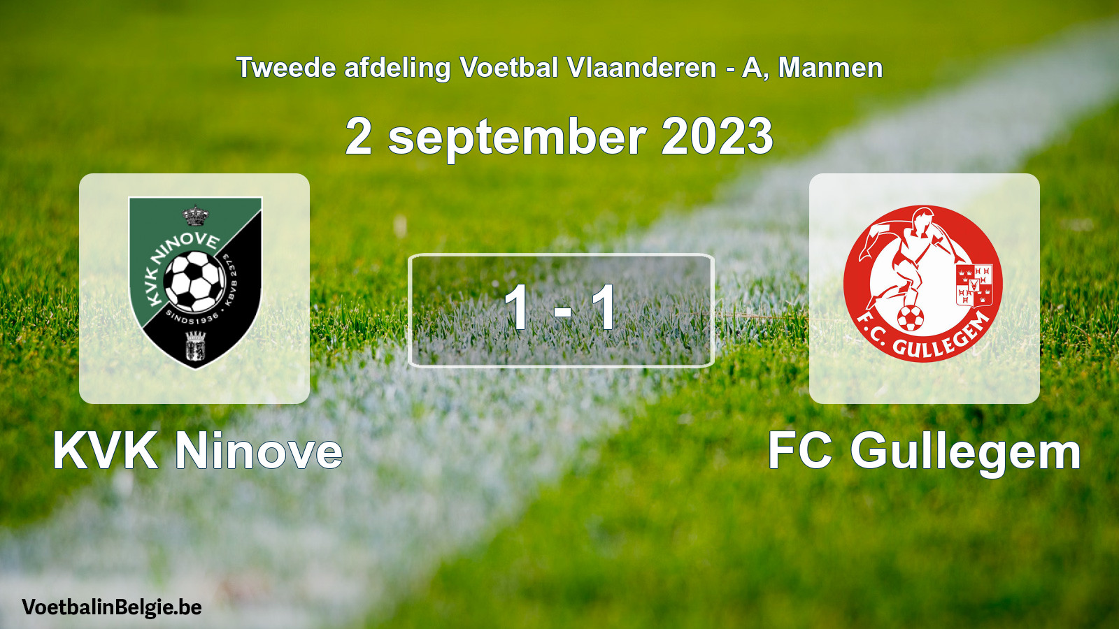 Gespeelde wedstrijd mannenvoetbal: KVK Ninove - FC Gullegem 1 - 1 (2 september 2023)