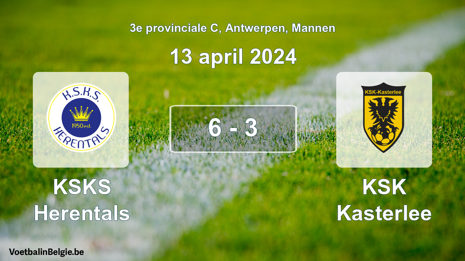 Played match men football: KSKS Herentals - KSK Kasterlee 6 - 3 (13 April 2024)