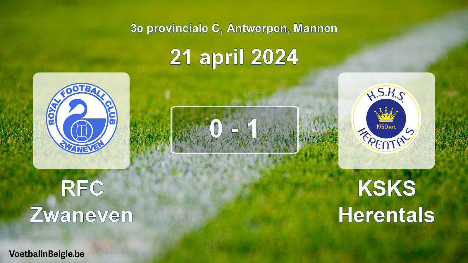 Gespeelde wedstrijd mannenvoetbal: RFC Zwaneven - KSKS Herentals 0 - 1 (21 april 2024)