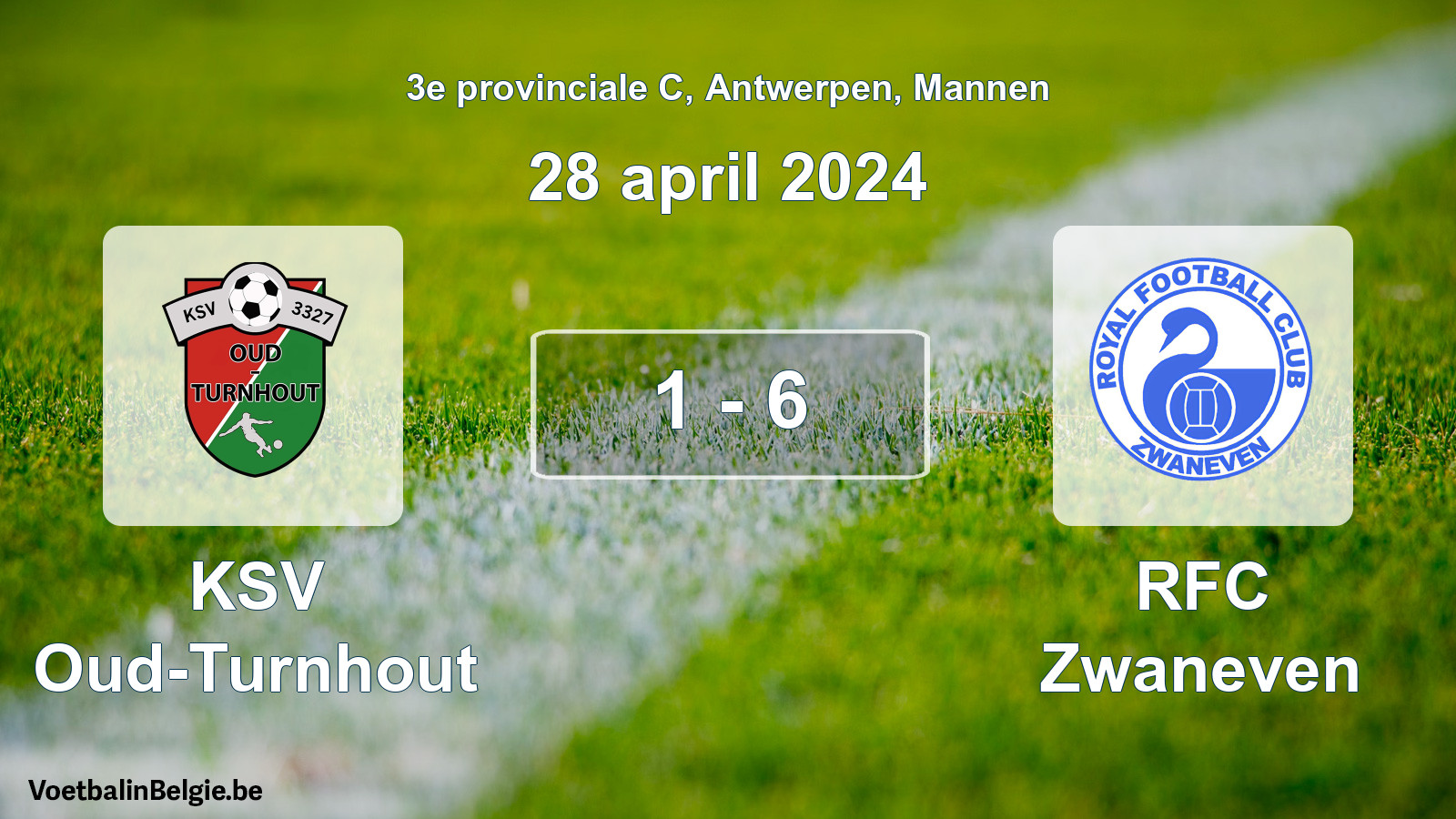 Gespeelde wedstrijd mannenvoetbal: KSV Oud-Turnhout - RFC Zwaneven 1 - 6 (28 april 2024)