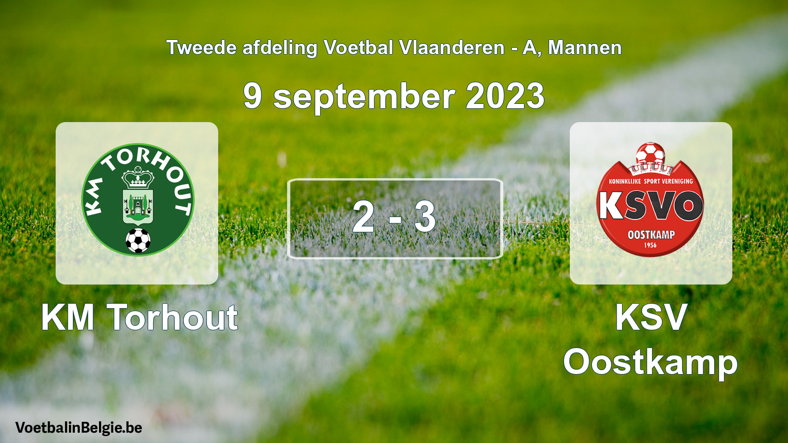 Gespeelde wedstrijd mannenvoetbal: KM Torhout - KSV Oostkamp 2 - 3 (9 september 2023)