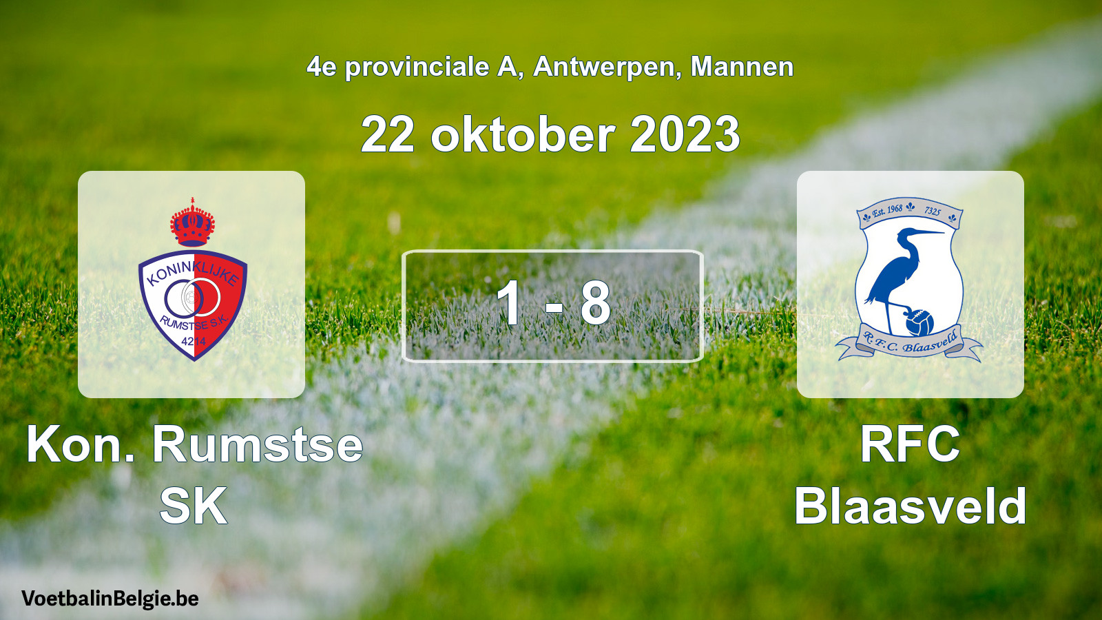 Gespeelde wedstrijd mannenvoetbal: Kon. Rumstse SK - RFC Blaasveld 1 - 8 (22 oktober 2023)