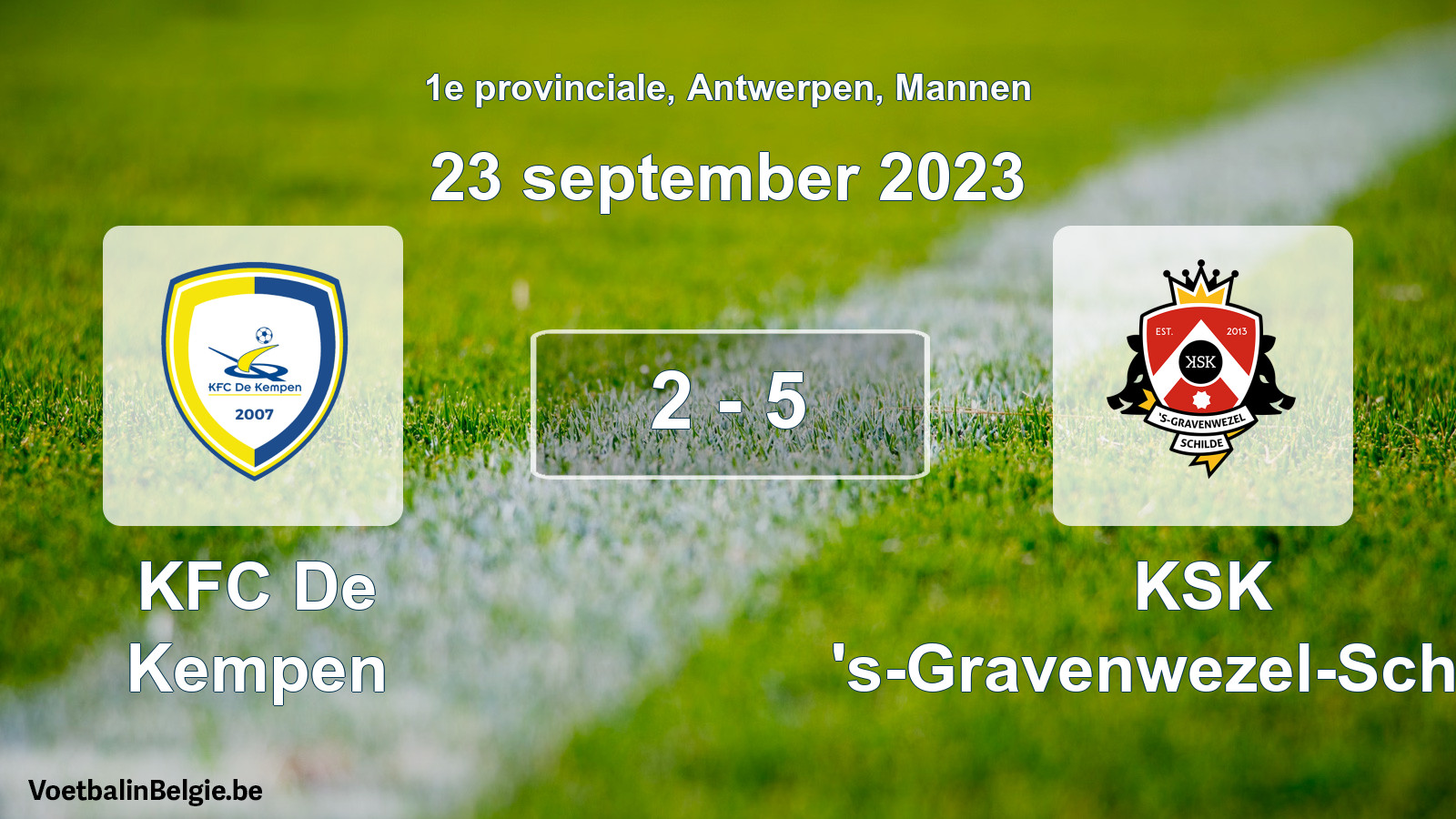 Gespeelde wedstrijd mannenvoetbal: KFC De Kempen - KSK 's-Gravenwezel-Schilde 2 - 5 (23 september 2023)