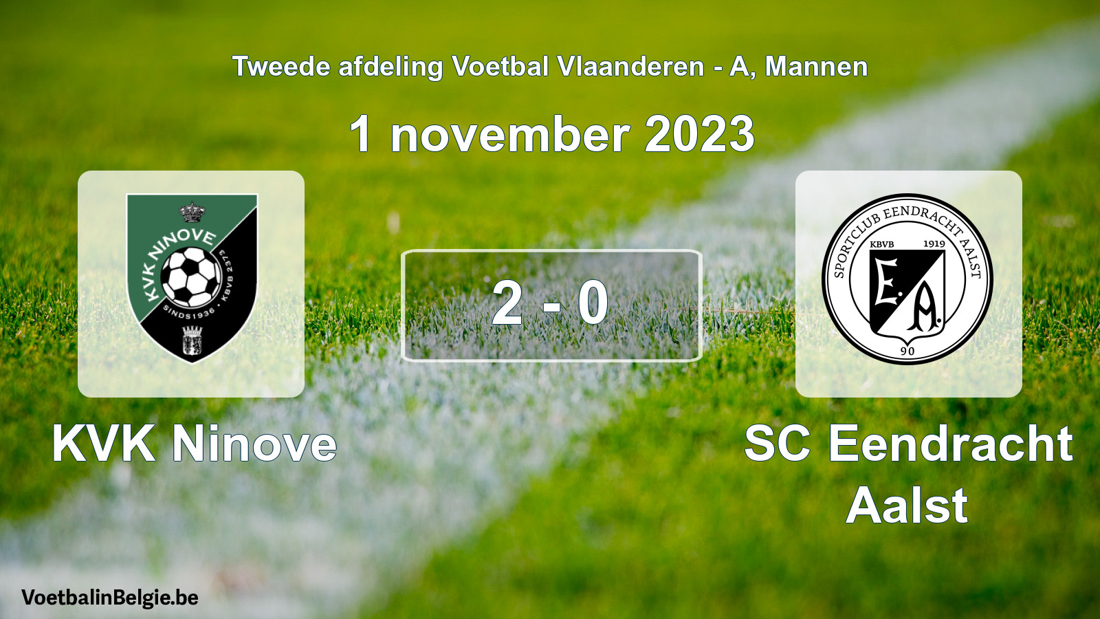 Gespeelde wedstrijd mannenvoetbal: KVK Ninove - SC Eendracht Aalst 2 - 0 (1 november 2023)