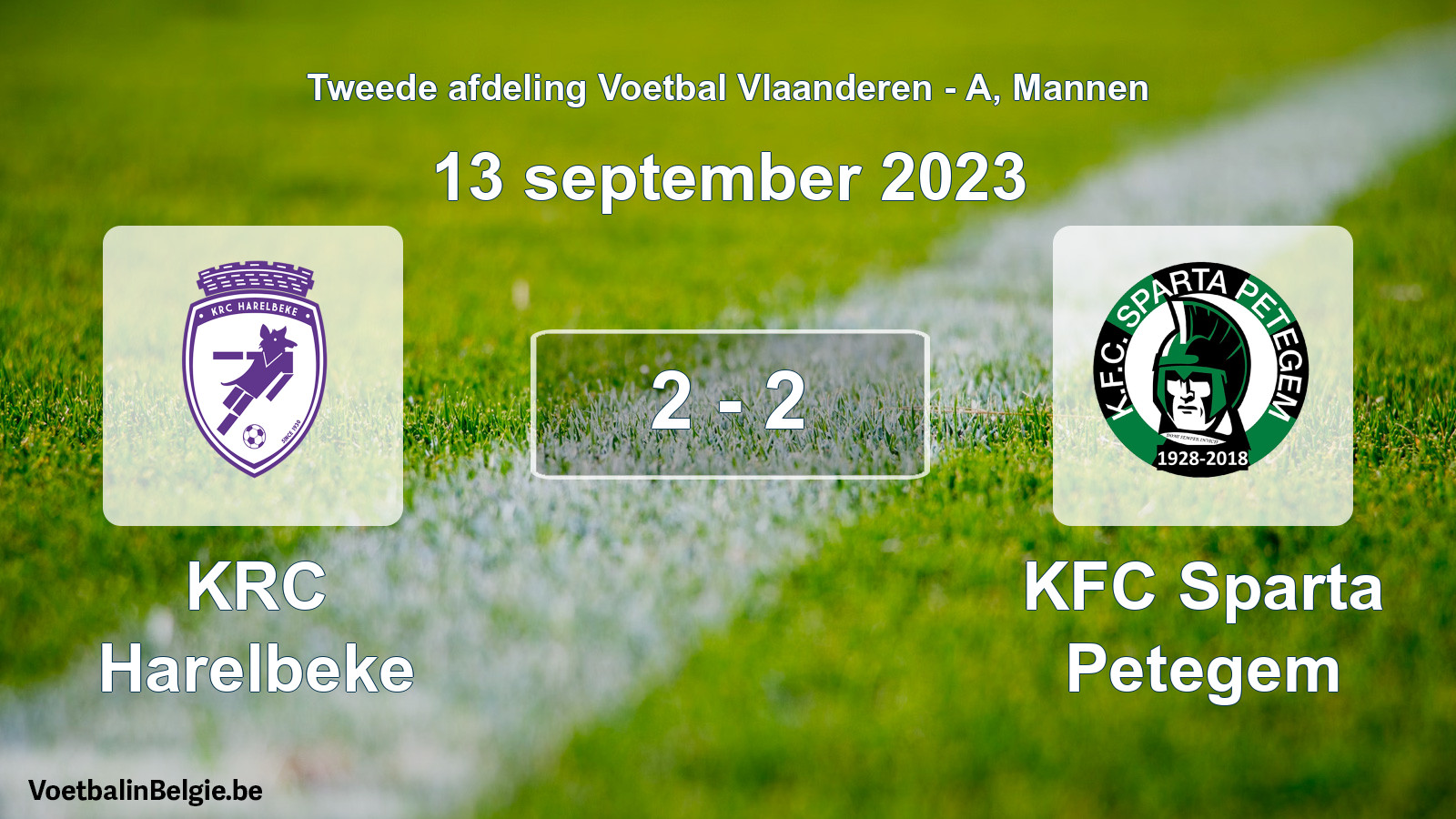 Gespeelde wedstrijd mannenvoetbal: KRC Harelbeke - KFC Sparta Petegem 2 - 2 (13 september 2023)