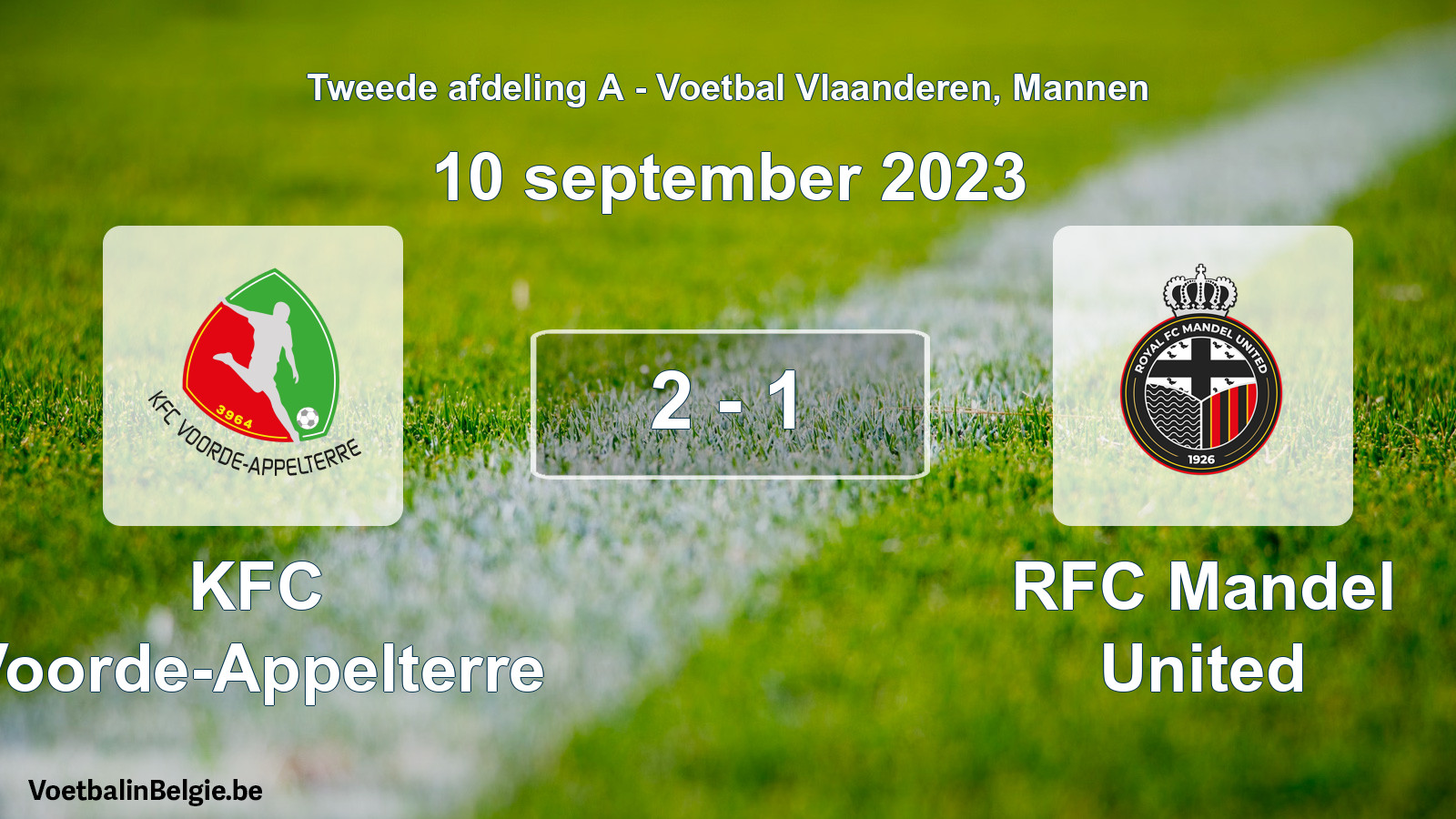Played match men football: KFC Voorde-Appelterre - RFC Mandel United 2 - 1 (10 September 2023)