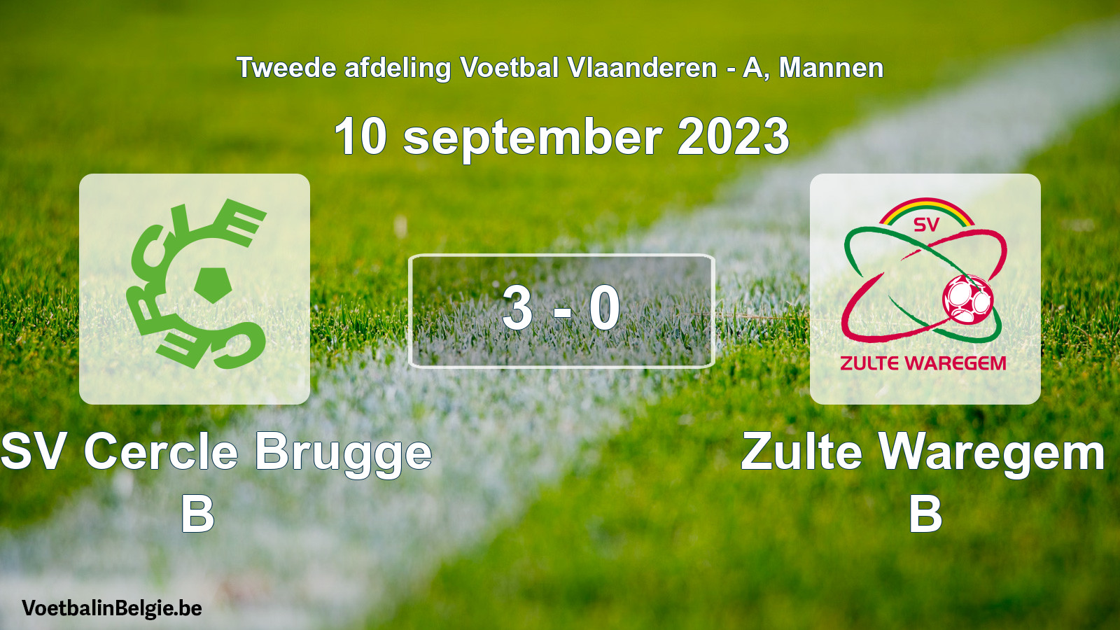Gespeelde wedstrijd mannenvoetbal: KSV Cercle Brugge B - Zulte Waregem B 3 - 0 (10 september 2023)
